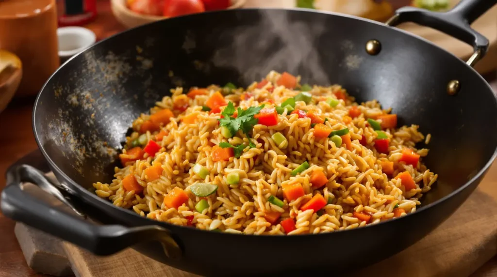 Je cuisine ce riz sauté carotte-poireau à la sauce soja dès que je veux un dîner healthy express